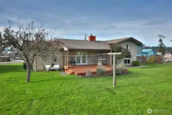 The backyard of the property.