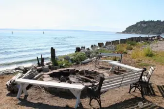 seaside firepit gathering spot,