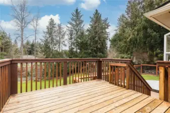 Enjoy sweeping views of your serene property from the upper deck