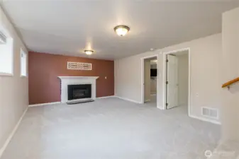 Family room in the basement with 2 bedrooms