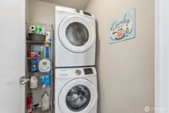 Handy upper level laundry means never having to haul baskets of clothes up and down the stairs.