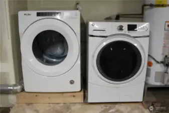 Full sized washer and dryer stays with the home.