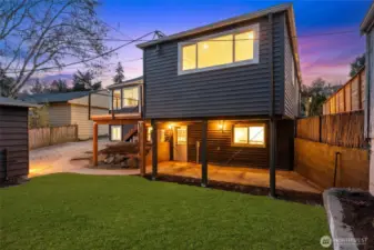 Wonderful flat backyard.  Accessible from the lower level or from the main floor deck off kitchen.