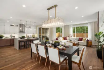 Modern craftsman design with with sophisticated color palette in burgundy and gold with rich walnut & ebony
