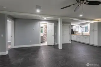Another view of the downstairs, 3/4 bath straight ahead