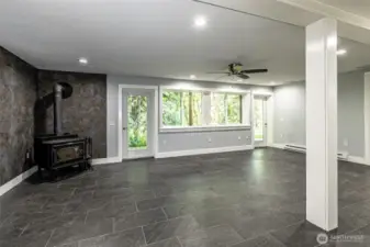 Another view downstairs, again note the recess lighting and windows.