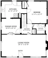 Main floor plan - dimensions are approximate