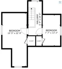 Upper floor plan - dimensions are approximate