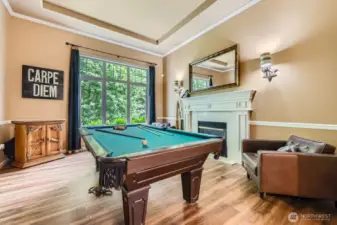 The formal venues feature tray ceilings, crown molding, and chair rail.