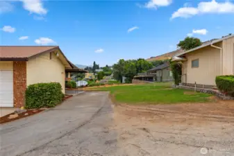 Looking between home and shop at the large lot