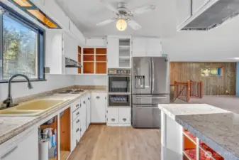 Kitchen opens up into the large main room for "open concept" living