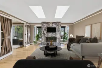 The virtually staged living room.