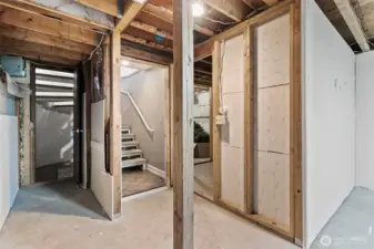 Partially finished downstairs.  Could be so many things down here.