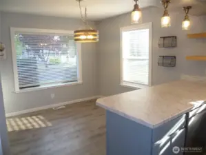 View of dining room from kitchen
