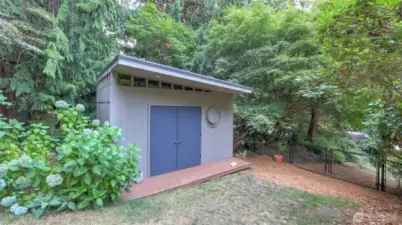 Convenient storage shed offering plenty of space to keep your outdoor essentials organized.