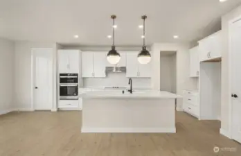 Elegant Kitchen features a large island and lots of space for cooking and living