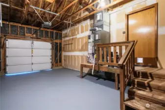 Oversized garage with additional storage.