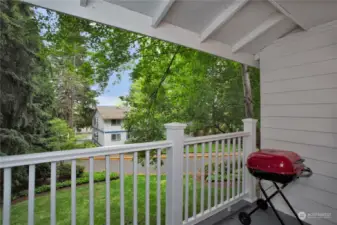 Spacious balcony with room for a grill. Balcony also has a large storage closet.