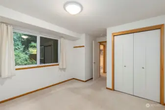 Third bedroom in the basement also has a pleasant territorial view.  Closet to the right.