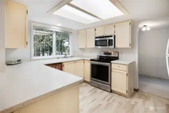 Bright kitchen with Corian Countertops.