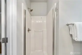 Easy care guest shower.