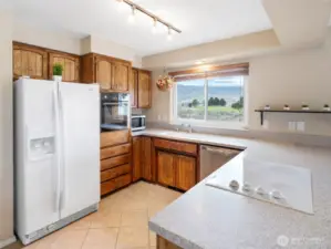 Kitchen with golf course views.