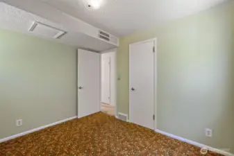 Main floor back bedroom entry and closet door