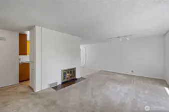 Living room to kitchen, circular floor plan