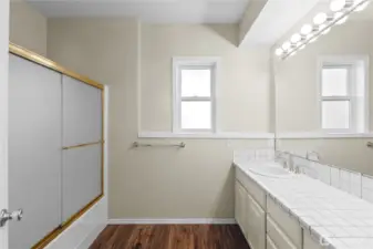 Full bath downstairs with double sinks!