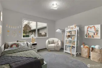 Virtually staged , Rear bedroom