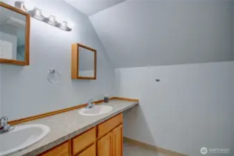 Upstairs bath double vanity