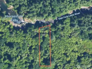 Overhead view with approximate boundaries in red.