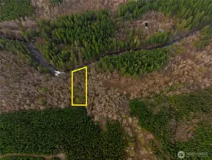 Overhead view with approximate boundaries in yellow.