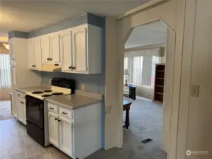 Kitchen into living room