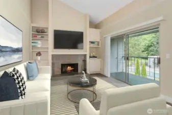 Living room with vaulted ceilings