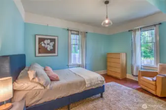 The back bedroom has two closets.