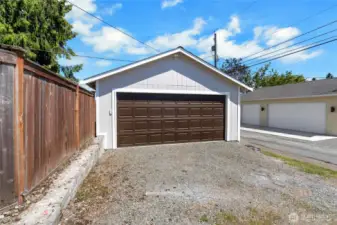 Double car garage on the back alley with TONS of built-in storage