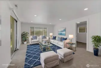 Virtually staged family room
