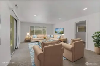 Virtually staged family room