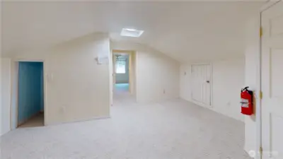 Upstairs loft with additional storage space.