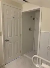 View of the shower in the third bathroom.