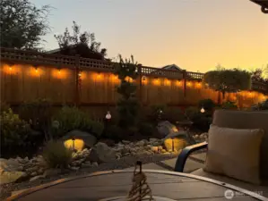 evening light on patio