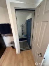 Stairs to basement and back door