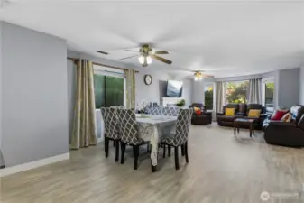 Open dining and living area