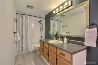 Full bathroom has been updated. Enjoy the brand new tub/ shower surround