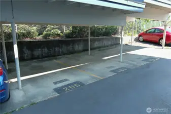 Unit's assigned covered parking space.