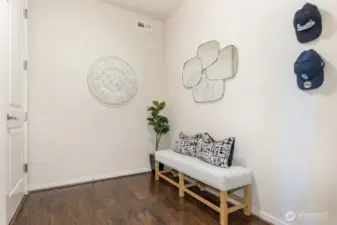 Mud room. Connects to the garage.