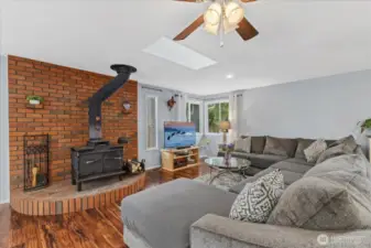 Unique wood stove to keep you warm all winter.  Offers heating plate with kettle.