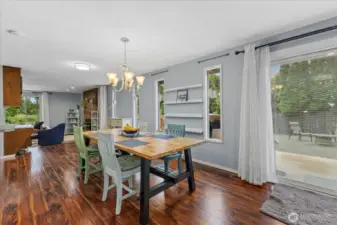 Dining area opens to back.