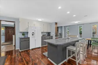 Front door leads straight to kitchen/ open space.